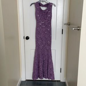 Purple, sequins, lace dress